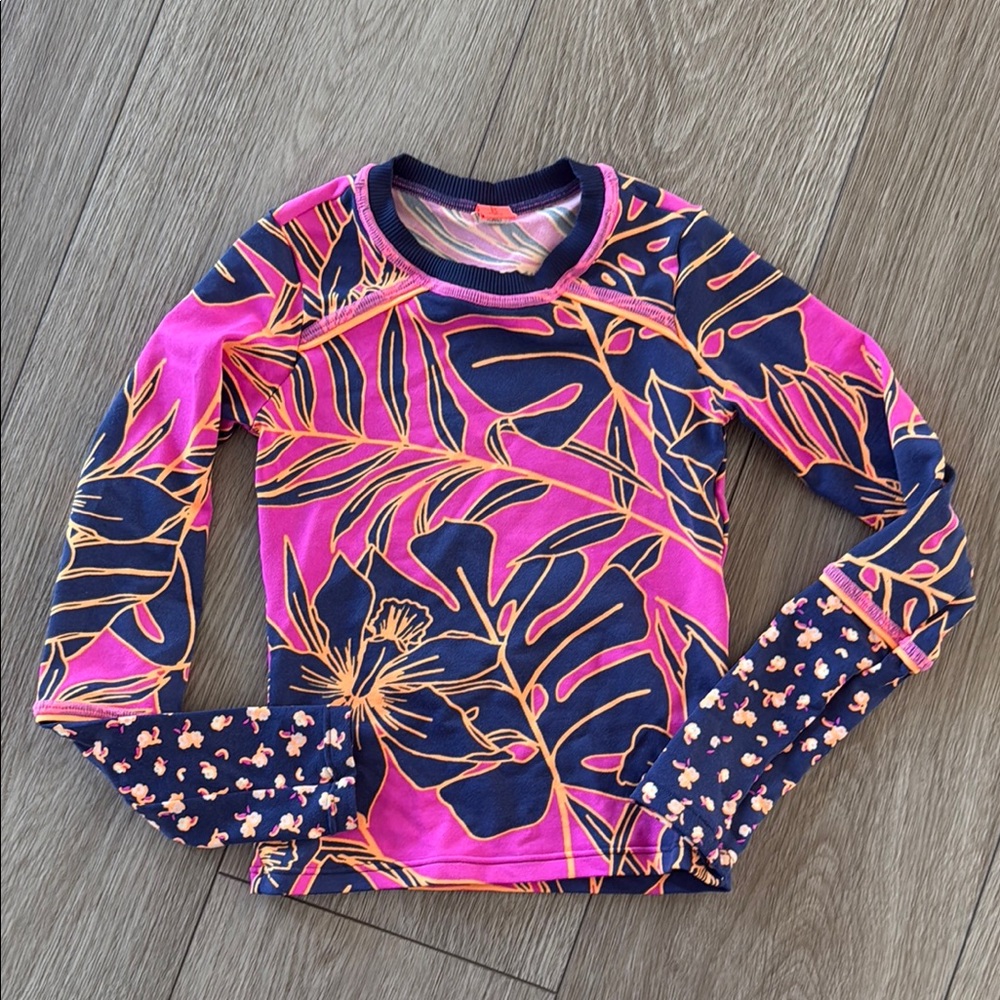 Maaji girls hibiscus swim long sleeve rashguard top size 2